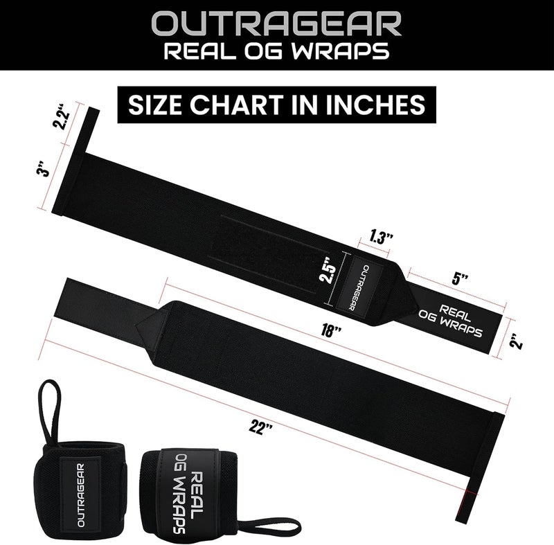 OUTRAGEAR 18" OG-Grade Wrist Wraps for Weightlifting – Heavy Duty Wrist Support with Thumb Loop & Lockdown Strap – Wrist Straps for Powerlifting, Bench Press & Gym Training - Image 2